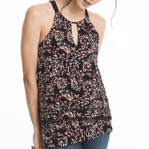 White House Black Market | WHBM Sleeveless Dotted
Keyhole Halter Top Size Large